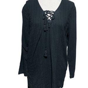 Billabong Black Long Sleeve Peasant Top Size Small